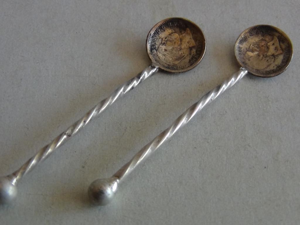 Miniatuur zilver FH6 2x 5  cents MUNT LEPELTJES 1850 + 1869, Verzenden, Zilver