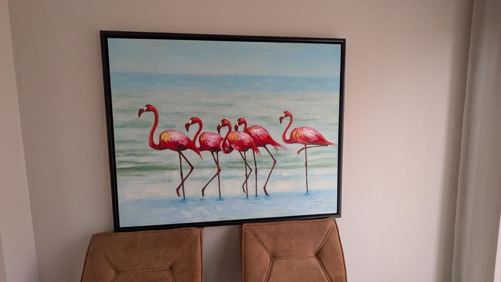 Coco Maison Canvas Schilderij Flamingos, Huis en Inrichting, Woonaccessoires | Schilderijen, Tekeningen en Foto's, Ophalen