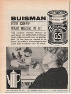 Retro reclame 1962 Buisman's koffie waar muziek in zit piano, Verzamelen, Verzenden, Overige typen
