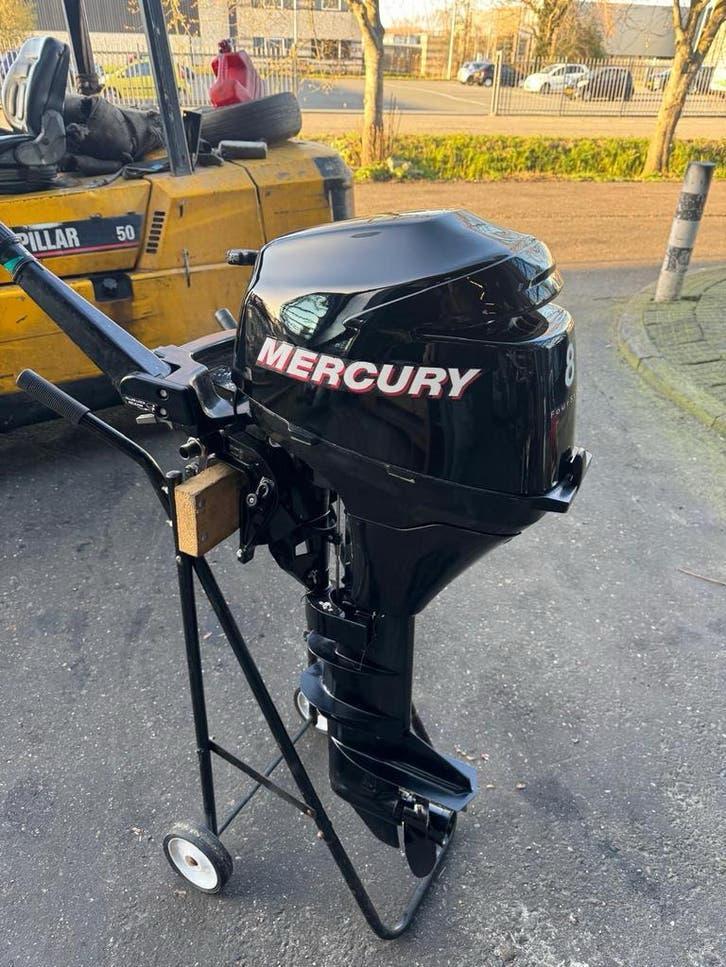 Mercury 8 pk 4-takt buitenboordmotor, langstaart, handgestar, Watersport en Boten, Buiten- en Binnenboordmotoren, Gebruikt, Benzine