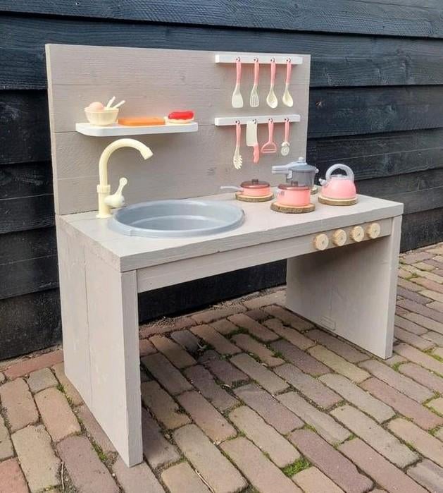 Leuke steigerhouten buitenkeuken voor kinderen, Ophalen, Nieuw, Hout, Speelkeuken