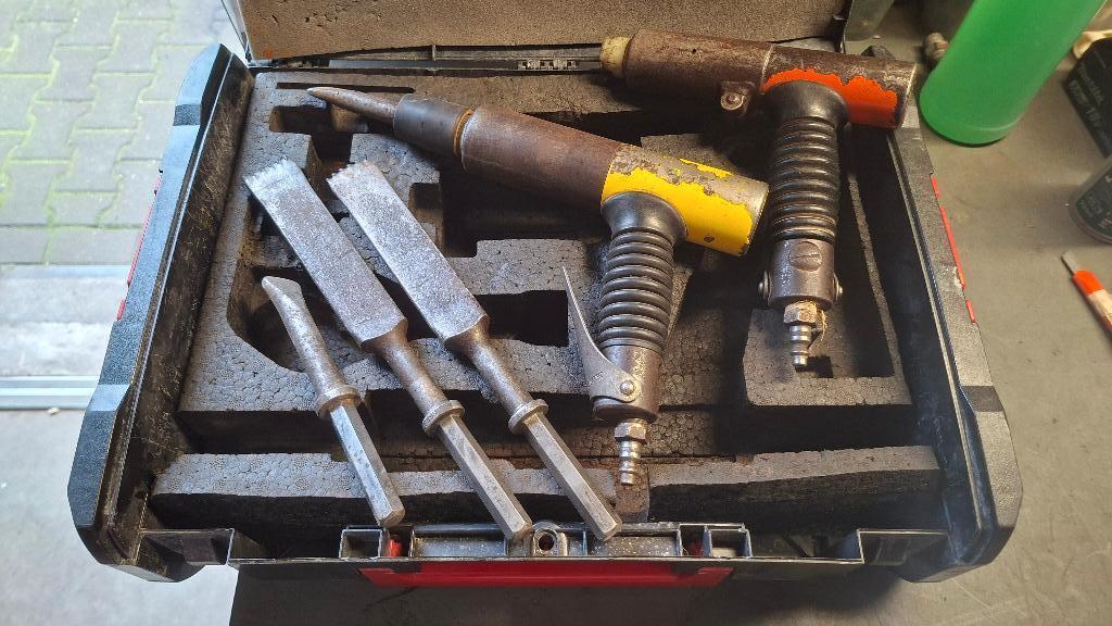 2x Von Arx Voegbeitels op lucht pneumatisch. Met beitels, Gebruikt, ., Ophalen of Verzenden, .