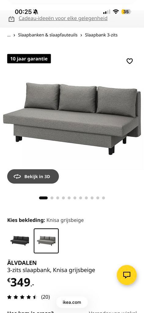 MOET WEG Ikea Alvdalen slaapbank/bedbank, Huis en Inrichting, Slaapkamer | Slaapbanken, Zo goed als nieuw, 140 cm, Tweepersoons