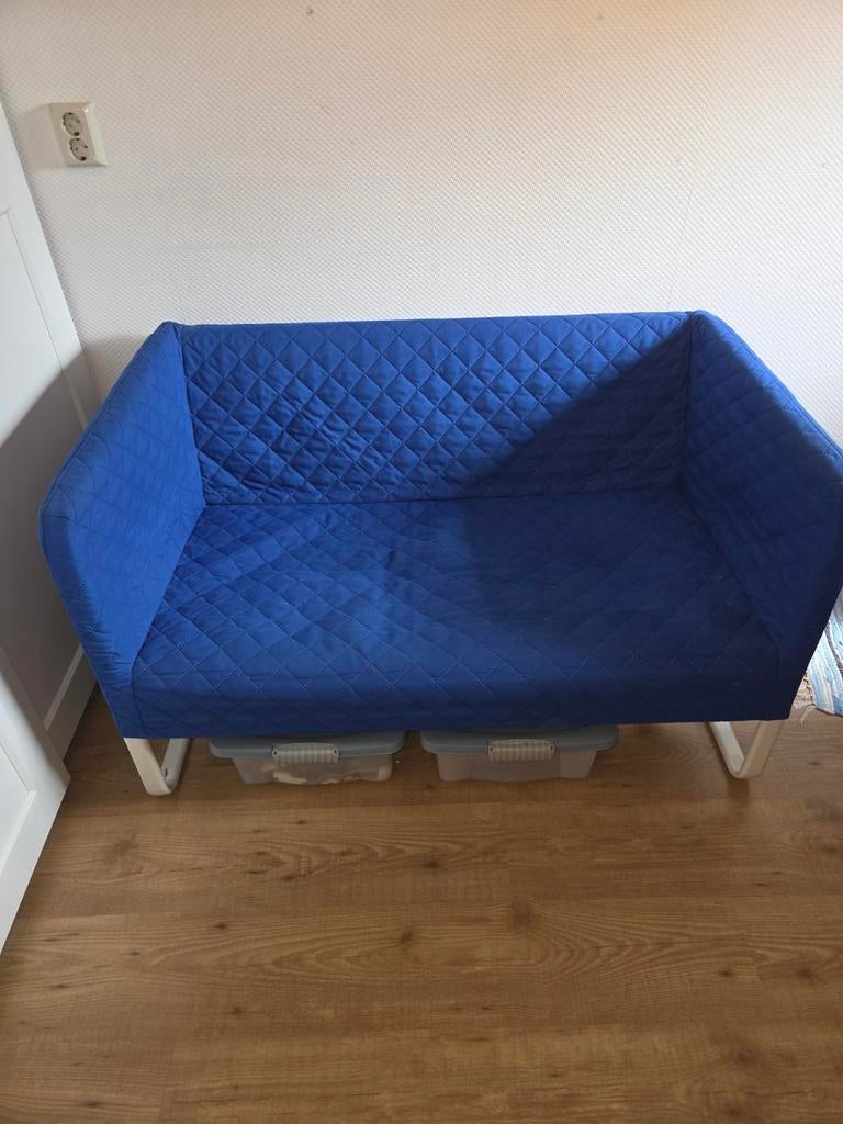 Leuk blauw IKEA bankje 120x75 cm, Ophalen, Gebruikt, Tweepersoons, 75 tot 100 cm