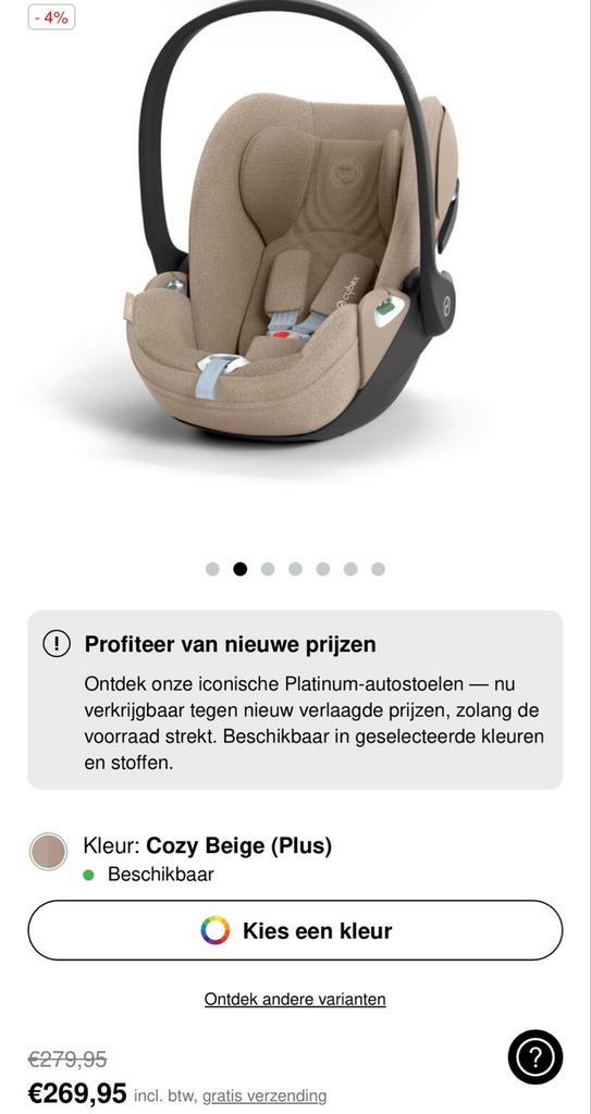 Cybex Platinum Autostoel - Cozy Beige (Plus), Kinderen en Baby's, Autostoeltjes, Ophalen, Zo goed als nieuw, Overige merken