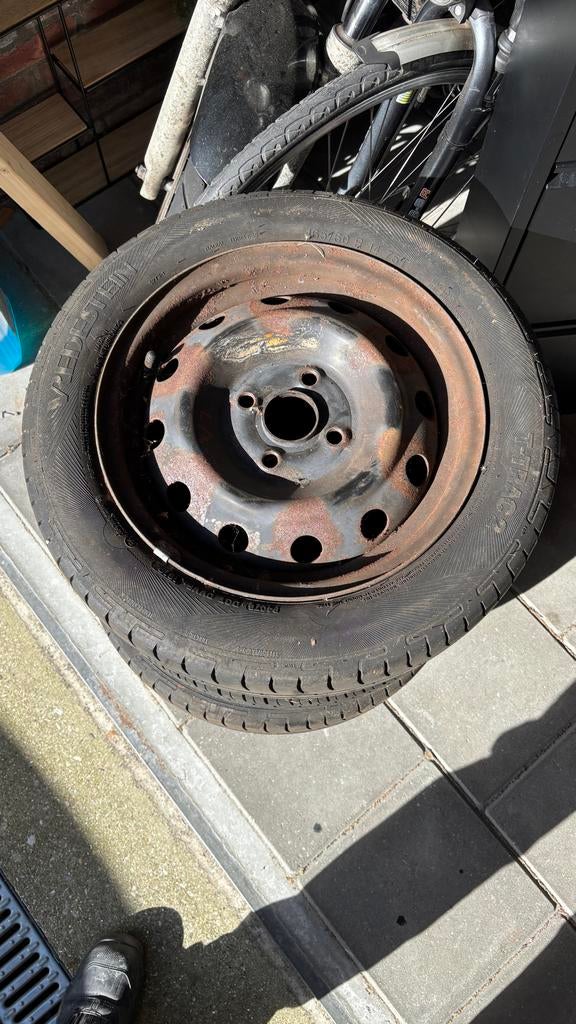 Set van 4 gebruikte banden op velg - 165/60 R14, Ophalen, 14 inch, Gebruikt, Banden en Velgen