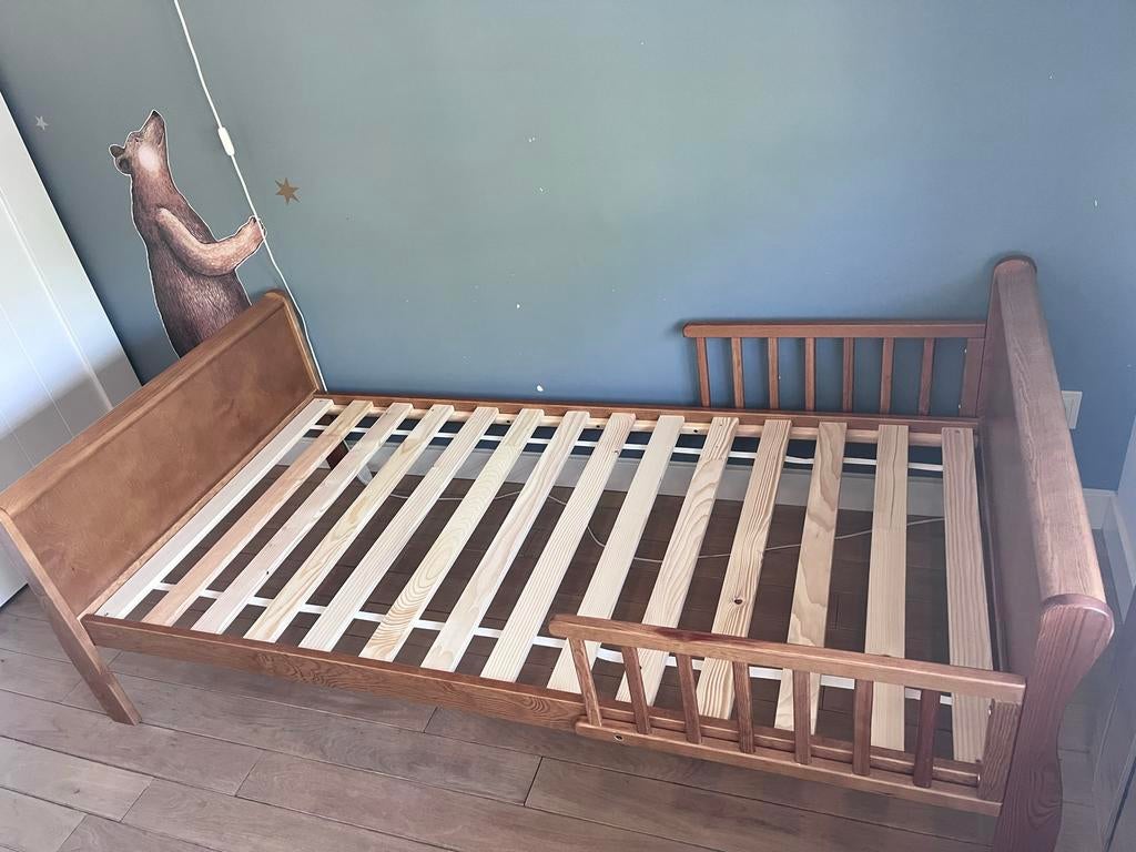 NIEUW Woodies noble peuterbed 80 x 160 nieuw, Huis en Inrichting, Slaapkamer | Bedden, Ophalen, Eenpersoons, Bruin, Vintage