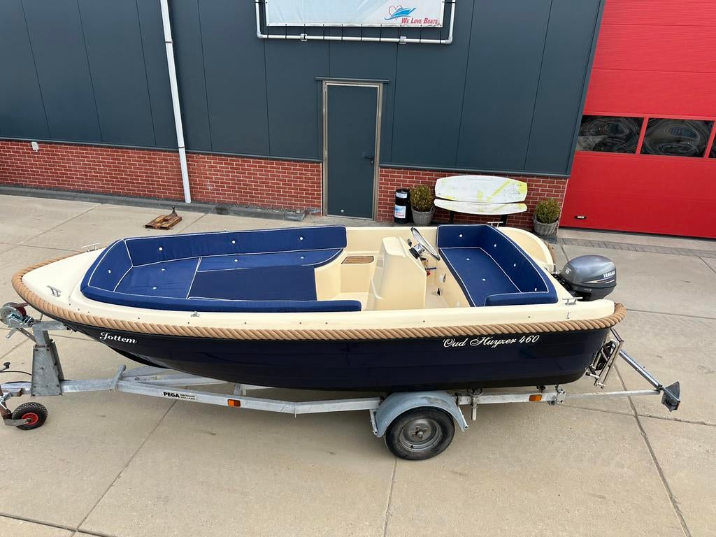 Zeer nette sloep oud huijzer 460 compleet met motor, trailer, 10 tot 30 pk, Ophalen of Verzenden, Zo goed als nieuw, 3 tot 6 meter