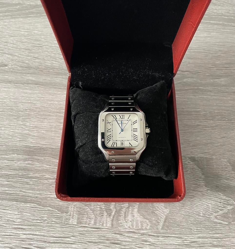 Cartier Santos Automatic, Staal, Staal, Polshorloge, Zo goed als nieuw