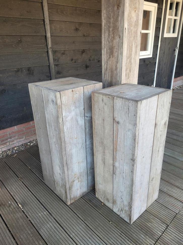 Set van 2 steigerhouten zuilen, Huis en Inrichting, Woonaccessoires | Zuilen en Pilaren, Gebruikt, Ophalen