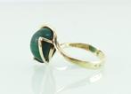 Vintage gouden ring met malachiet, Sieraden, Tassen en Uiterlijk, Antieke sieraden, Ophalen of Verzenden, Goud, Ring, Met edelsteen