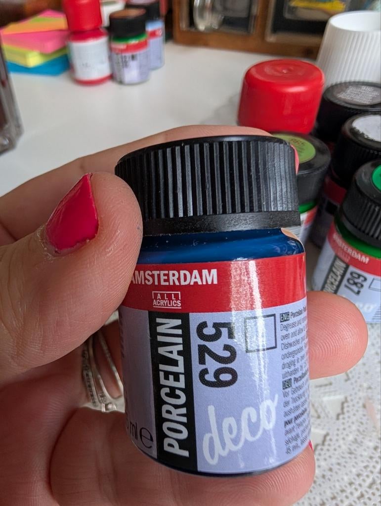 Amsterdam porseleinverf 529 Mediterraanblauw, Ophalen of Verzenden