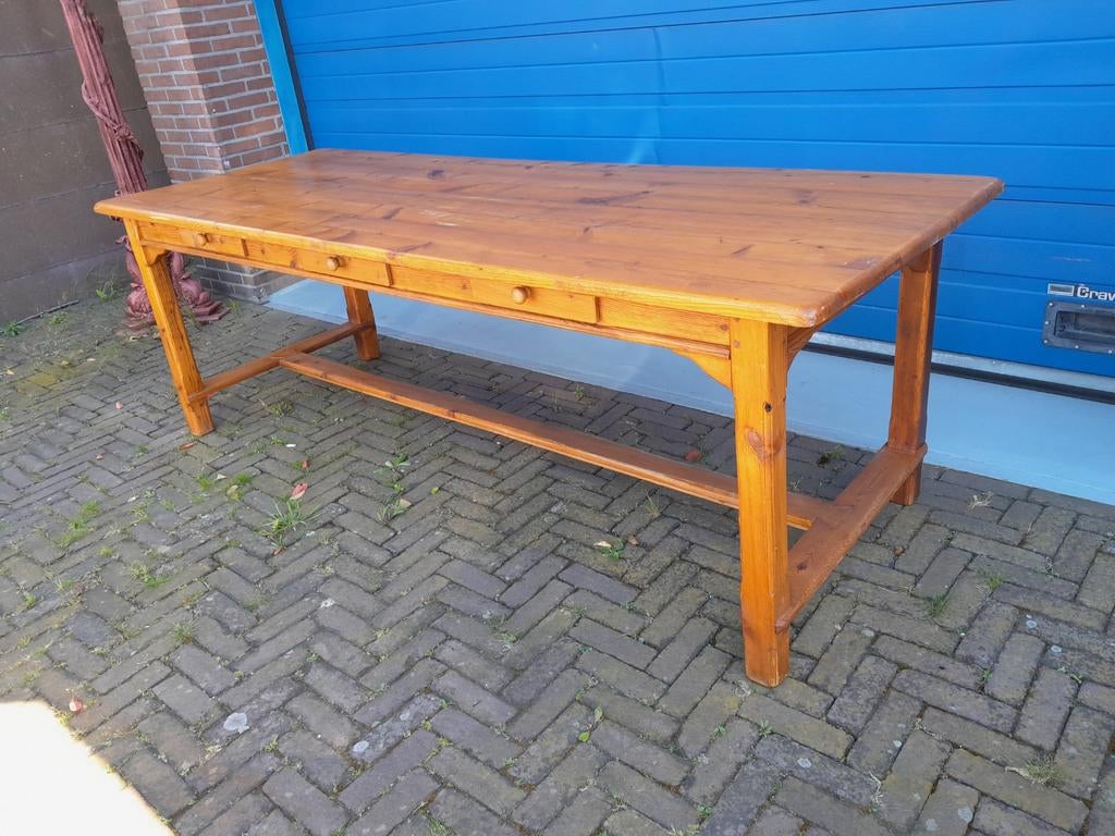 Oude houten grenen keukentafel, Ophalen, Gebruikt, Hout