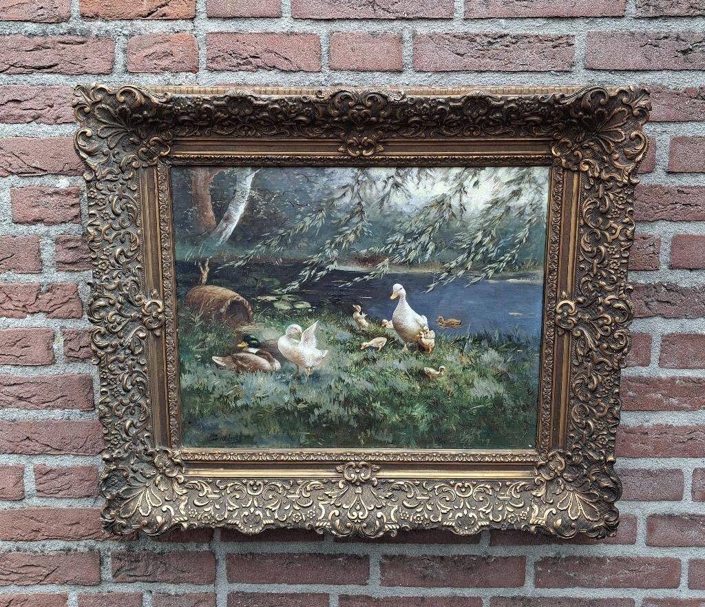 Hendrik Breedveld (1918-1999), eendenfamilie aan waterkant, Antiek en Kunst, Ophalen of Verzenden