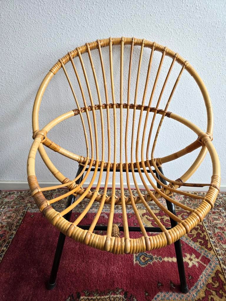 Rohe Noordwolde rotan vintage stoel, Verzamelen, Retro, Huis en Inrichting, Ophalen
