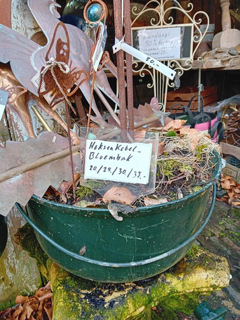 Heksenketel/kookpot/bloembak zwaar aluminium Ook "De Evenaar, Ophalen, Rond, Metaal, Minder dan 30 cm