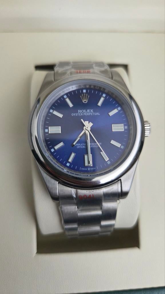 Rolex Oyster Perpetual 41mm Blauw, Sieraden, Tassen en Uiterlijk, Ophalen of Verzenden, Nieuw, Rolex