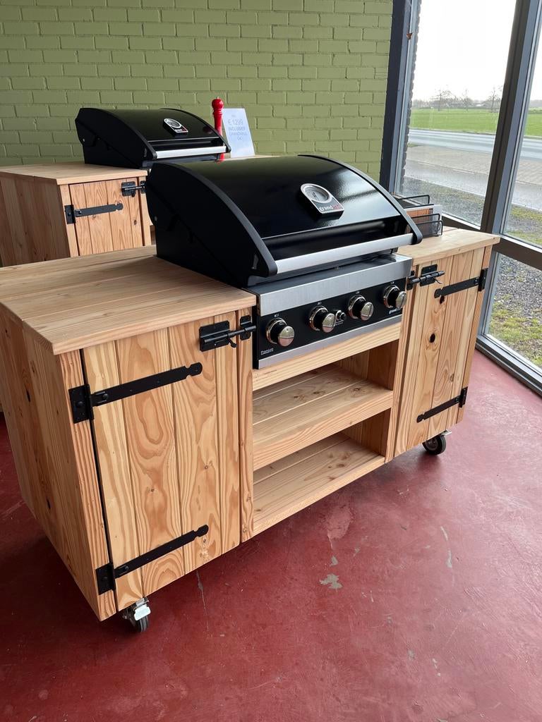 Buitenkeuken van douglas met Grandhall gasbarbecue, Tuin en Terras, Buitenkeukens, Ophalen of Verzenden, Nieuw, Gas, Vrijstaand