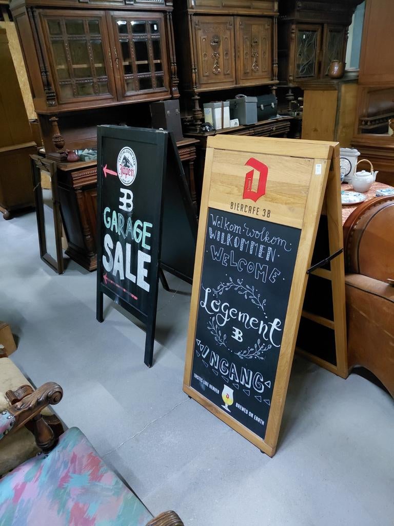 2 pubborden eiken en vurenhout zwart., Ophalen, Reclamebord, Duvel, Duvel@duvel.nl