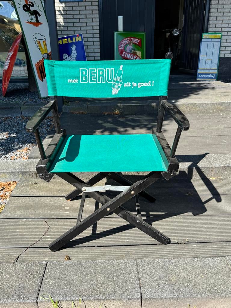 Vintage Beru Bougie Regisseursstoel - Groen & Zwart, Verzamelen, Merken en Reclamevoorwerpen, Ophalen, Gebruikt, Gebruiksvoorwerp