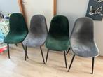 4 velvet eetkamerstoelen Xenos - grijs en donkergroen, Ophalen, Gebruikt, Overige kleuren, Vier