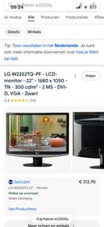LG Flatron W2252TQ 22 inch monitor, Computers en Software, Monitoren, Gebruikt, Ophalen of Verzenden, 1 tot 2 ms, Overige resoluties