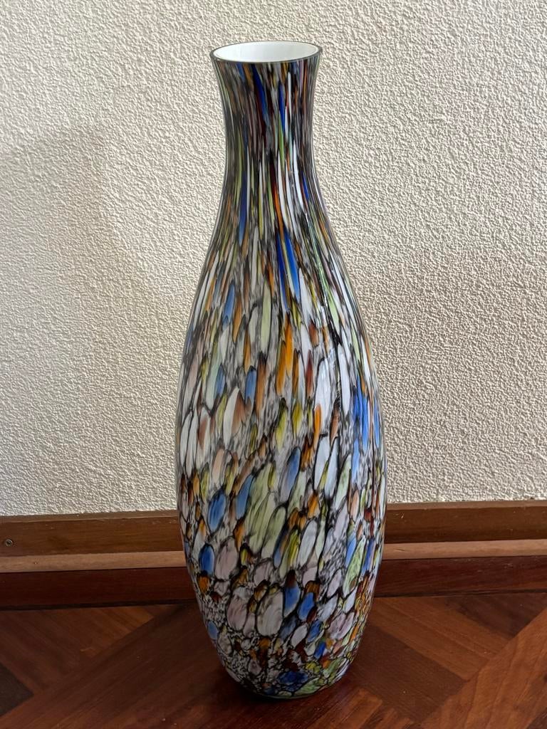 Unieke Mondgeblazen Vaas - 60 cm Hoog - Kleurrijk Design, Ophalen of Verzenden