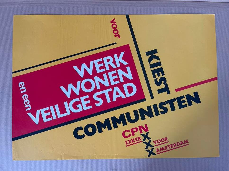 Vintage CPN Verkiezingsposter - Werk Wonen Veilige Stad, Verzamelen, Gebruikt, Rechthoekig Liggend, Ophalen of Verzenden, A1 t/m A3