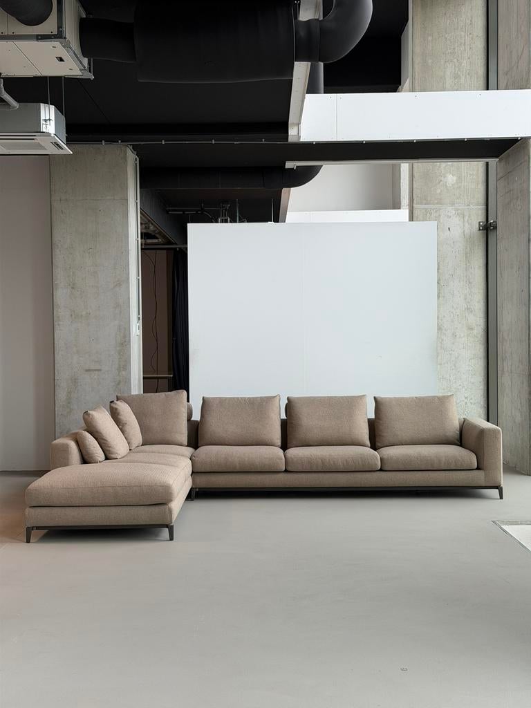 Minotti Andersen Hoekbank | Mocca | NIEUWSTAAT + Garantie, Overige materialen, Hoekbank, 300 cm of meer, Ophalen of Verzenden