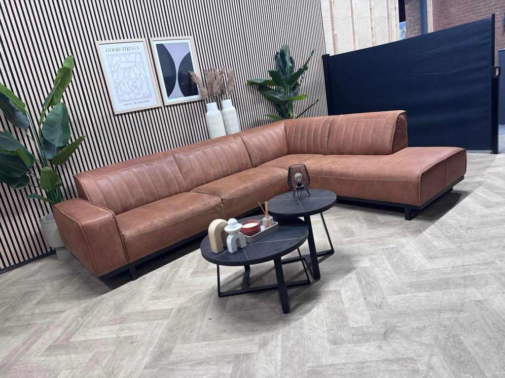 De Bommel Cognac Hoekbank -305 x 230, -, Hoekbank, 300 cm of meer, Leer