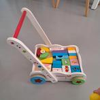 Loopwagen met Blokken - Houten Speelgoed, Ophalen of Verzenden, Gebruikt, Duwvoertuig