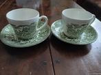 Royal Tudor theekopjes met schotels, groen,2st., Antiek en Kunst, Antiek | Servies los, Ophalen of Verzenden
