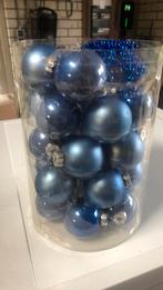 Kerstballen blauw + kerstkralenslinger, Ophalen of Verzenden