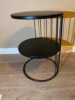 Zwarte Metalen Bijzettafel - Nieuw, 45 tot 60 cm, Metaal of Aluminium, Rond, Nieuw