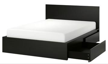 Malm bed zwart 160x200 met 4 lades