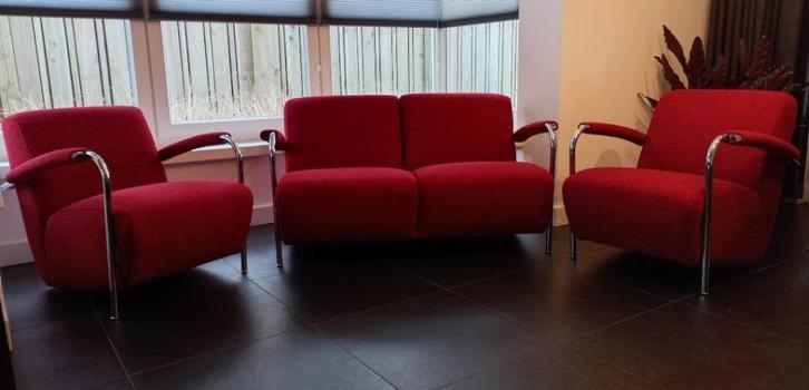 Leolux Scylla set. Bank + 2 stoelen, Huis en Inrichting, Banken | Complete zithoeken, Zo goed als nieuw, Metaal, Stof, Ophalen