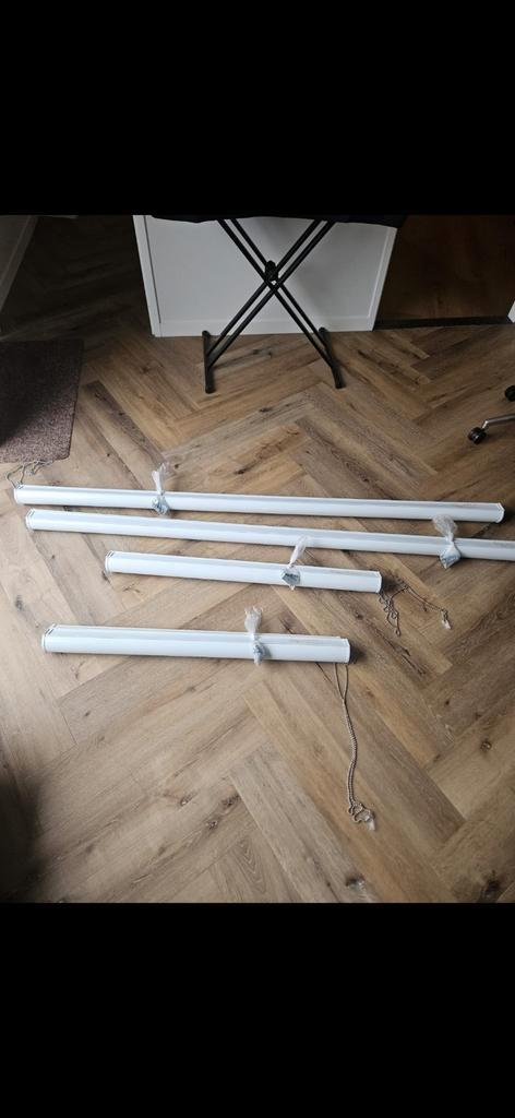 Duo rolgordijnen beige, diverse maten, Huis en Inrichting, Stoffering | Gordijnen en Lamellen, Zo goed als nieuw, 200 cm of meer