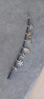 Leren bedelarmband, Sieraden, Tassen en Uiterlijk, Armbanden, Ophalen of Verzenden, Zo goed als nieuw, Zilver, Leer