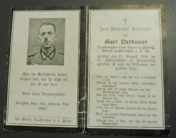 WO2 Duitse bidprent Normandië, Frankrijk, Westfront 1944, Verzamelen, Militaria | Tweede Wereldoorlog, Landmacht, Overige typen