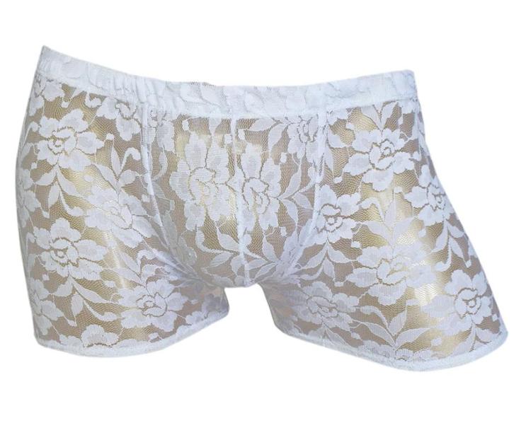 Doorzichtige witte bloemen heren boxer onderbroek M L XL, Kleding | Heren, Ondergoed, Boxer, Wit, Verzenden