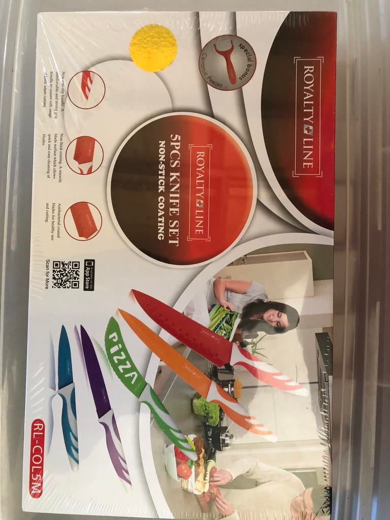 5-delige Messenset Keukenmessen - Nieuw in Verpakking, Nieuw, Ophalen of Verzenden, Rvs of Chroom, Vaatwasserbestendig