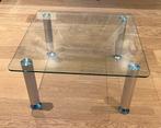 Lage tafel 60x60cm gehard glas, metalen poten, Ophalen, Minder dan 45 cm, Gebruikt, Vierkant