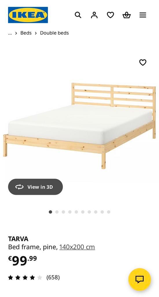 Bed Frame + Slates + Mattress, Huis en Inrichting, Slaapkamer | Bedden, Zo goed als nieuw, Tweepersoons, 140 cm, 200 cm, Hout