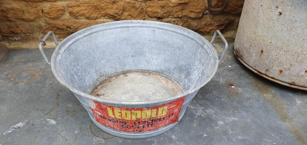 Franse zinken schaal plantenschaal flessenkoeler tuinfeest, Ophalen of Verzenden