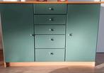 Dressoir /wandkast beuken met groen, Ophalen, Gebruikt, 100 tot 150 cm, Minder dan 100 cm