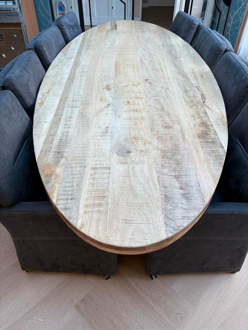 Ovale mangohouten eettafel 3 meter, Huis en Inrichting, Tafels | Salontafels, Zo goed als nieuw, 75 cm of meer, 100 tot 150 cm