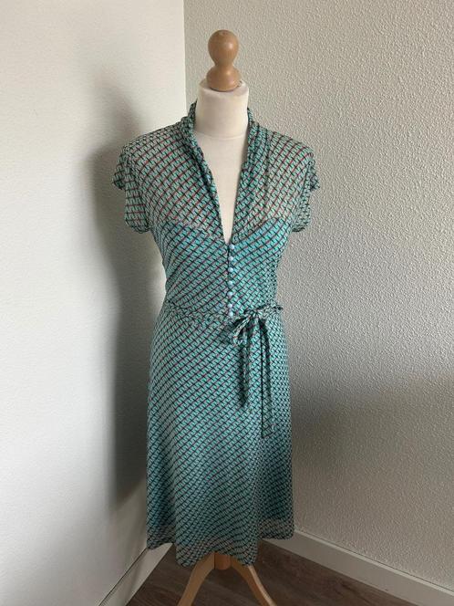 King Louie maat L turquoise Emmy jurk, Kleding | Dames, Jurken, Zo goed als nieuw, Maat 42/44 (L), Blauw, Knielengte, Ophalen of Verzenden