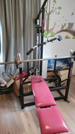 Kettler Krachtstation met Halterbank en Gewichten, Sport en Fitness, Ophalen, Benen, Gebruikt, Krachtstation