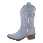 Dames cowboy western laarzen suedine blauw 36 37 38 39 40 41, Nieuw, Blauw, Ophalen of Verzenden, Hoge laarzen