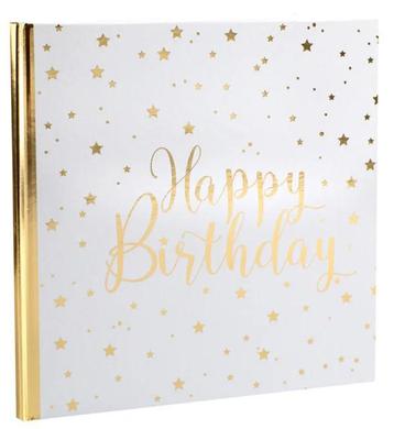 Fotoalbum/gastenboek Happy Birthday wit met goud beschikbaar voor biedingen